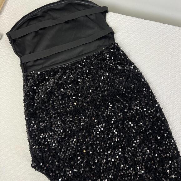 Brand New Shein Women Small 4 Black Sequin Strapless Eveningwear Slip Dress Gown - Picture 9 of 14